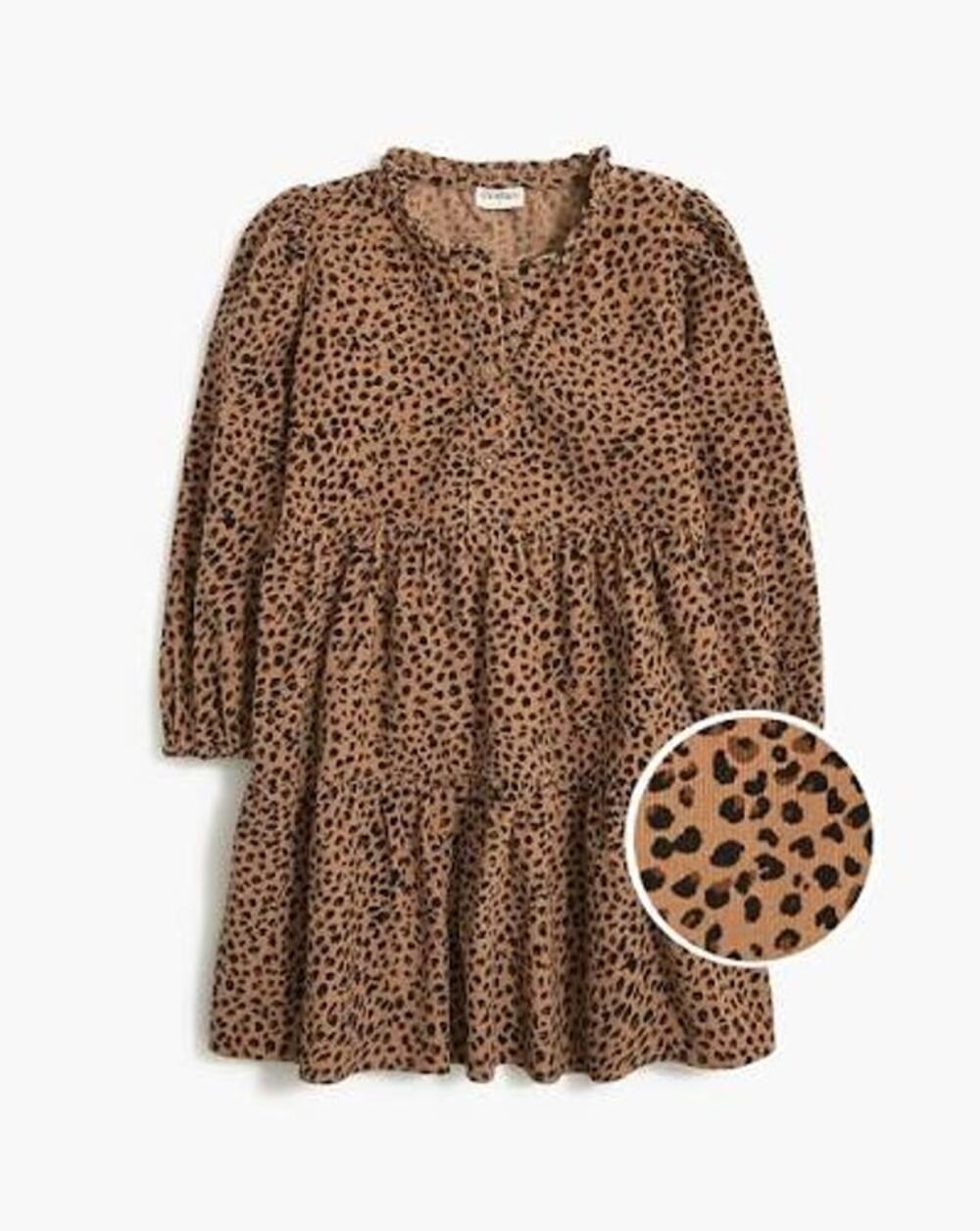 Crewcuts J. Crew Girls Sandy Cliff Brown Leopard Corduroy Dress Youth Size 7